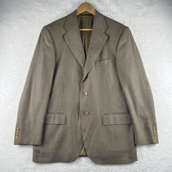 Polo Ralph Lauren Houndstooth Blue Label Italy 3 Button Blazer Sport Coat 50R - Picture 1 of 12